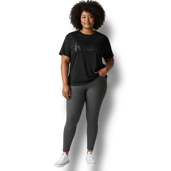 Athleta Women’s Rise Graphic Tee Short Sleeve Organic Daily Crop Yoga Black XL - Picture 11 of 11